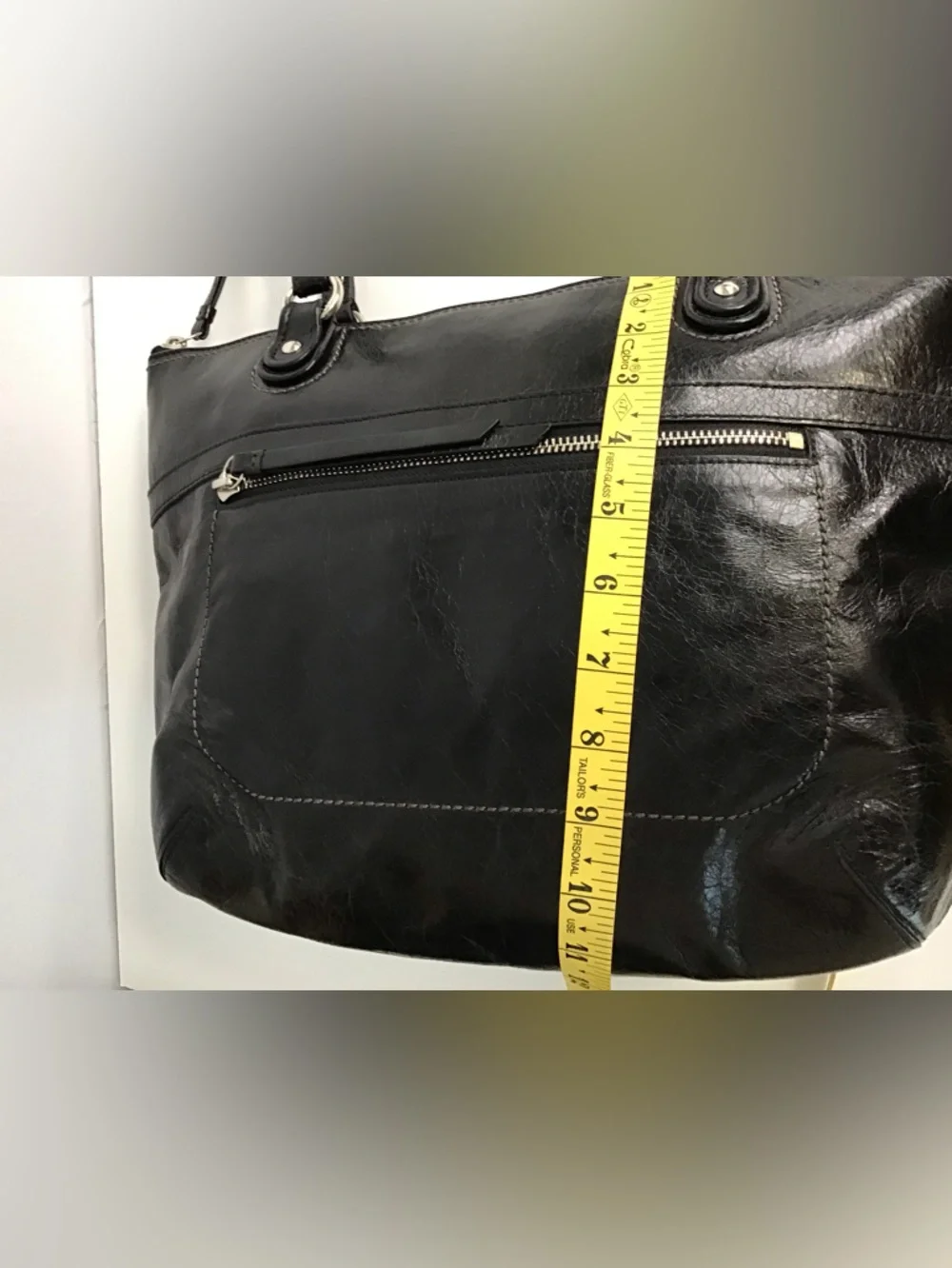 COACH LG POPPY  Black Distressed Look LEATHER Tote Shoulder